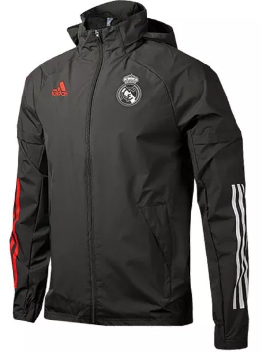 Jaqueta corta vento oficial Adidas Real Madrid 2020 2021 preta
